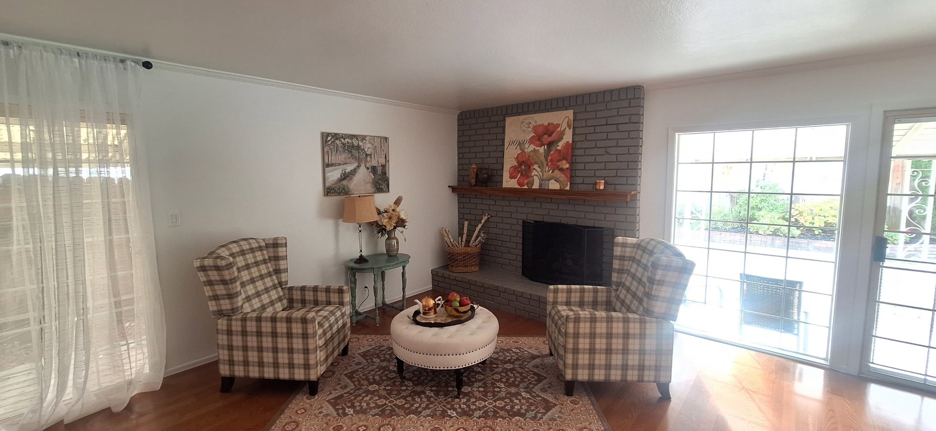 Painted brick fireplace and living room refresh