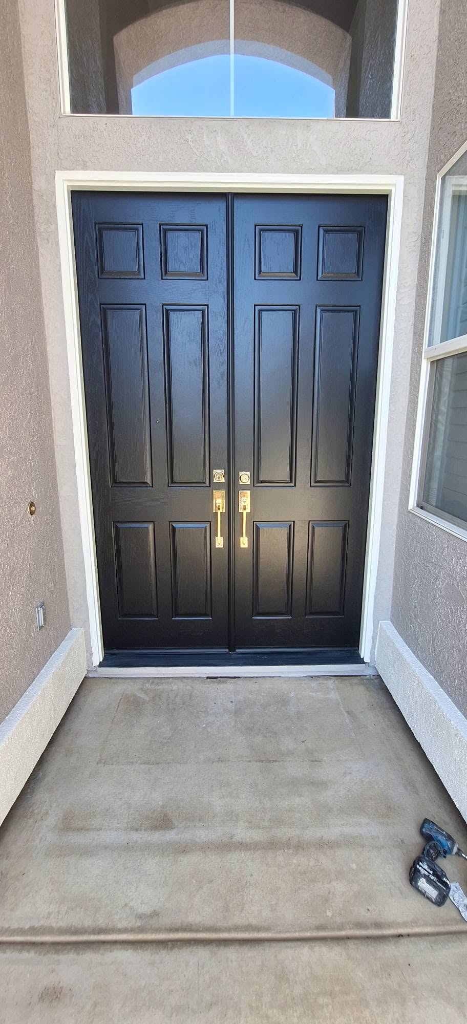Custom black front doors in Folsom