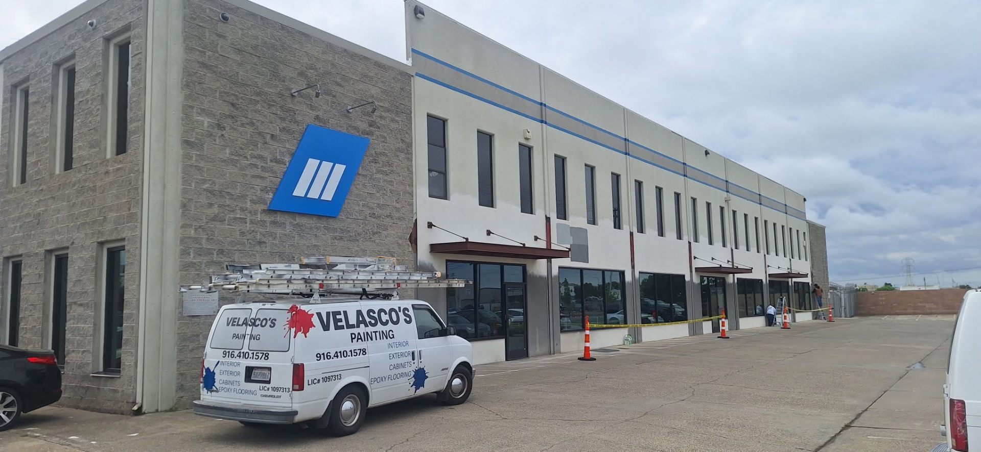 Velasco's Painting van at a commercial office repaint