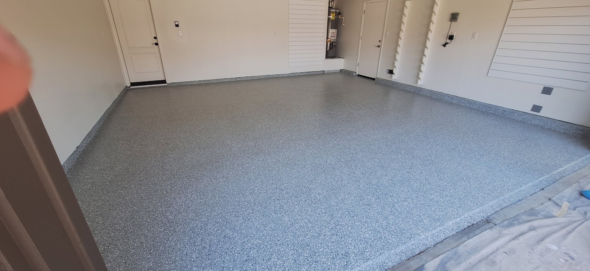 3-car garage epoxy with light flake in Rocklin
